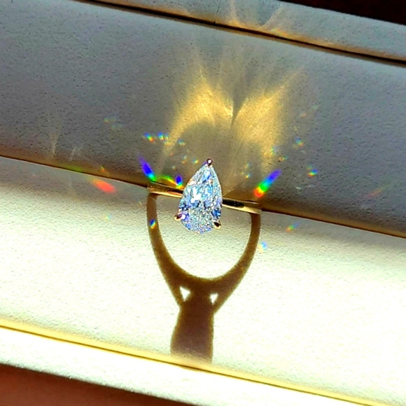 solid 10k gold 3ct pear moissanite ring