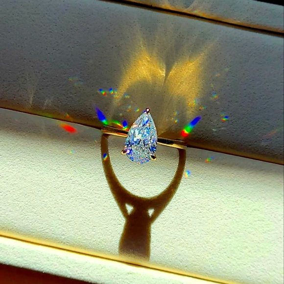 solid 10k gold 3ct pear moissanite ring