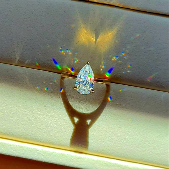 solid 10k gold 3ct pear moissanite ring