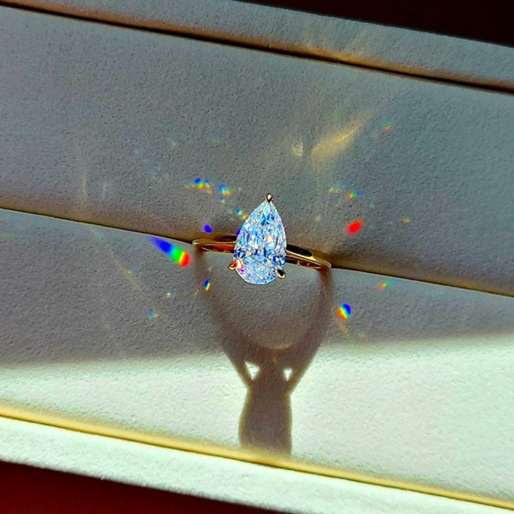 solid 10k gold 3ct pear moissanite ring