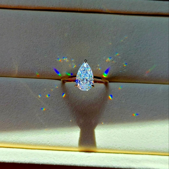 solid 10k gold 3ct pear moissanite ring