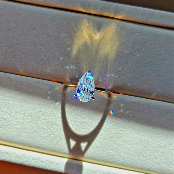 solid 10k gold 3ct pear moissanite ring
