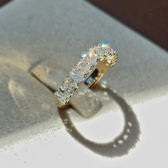 solid 14k gold 2x3mm lab radiant half band