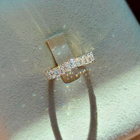 solid 14k gold 2x3mm lab radiant half band