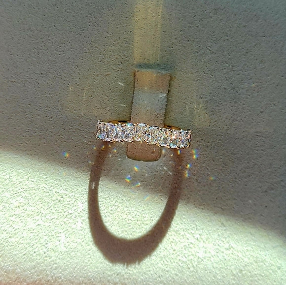 solid 14k gold 2x3mm lab radiant half band