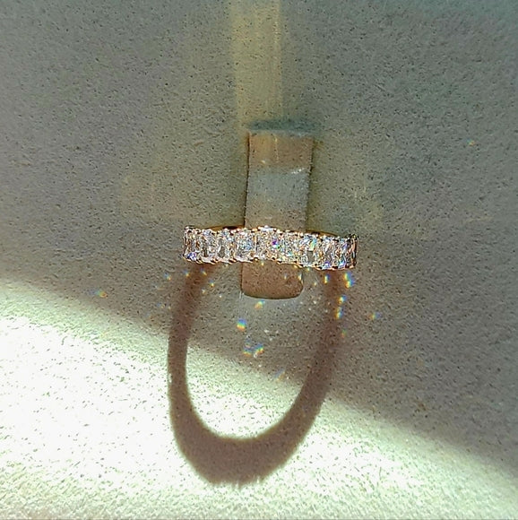 solid 14k gold 2x3mm lab radiant half band