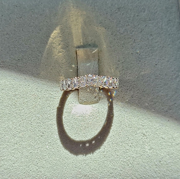 solid 14k gold 2x3mm lab radiant half band