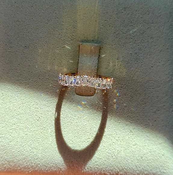solid 14k gold 2x3mm lab radiant half band
