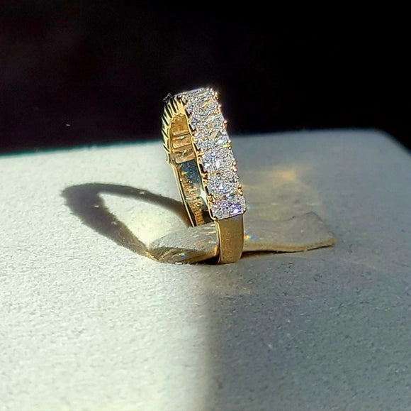 solid 14k gold 2x3mm lab radiant half band