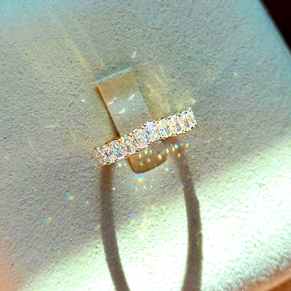 solid 14k gold 2x3mm lab radiant half band