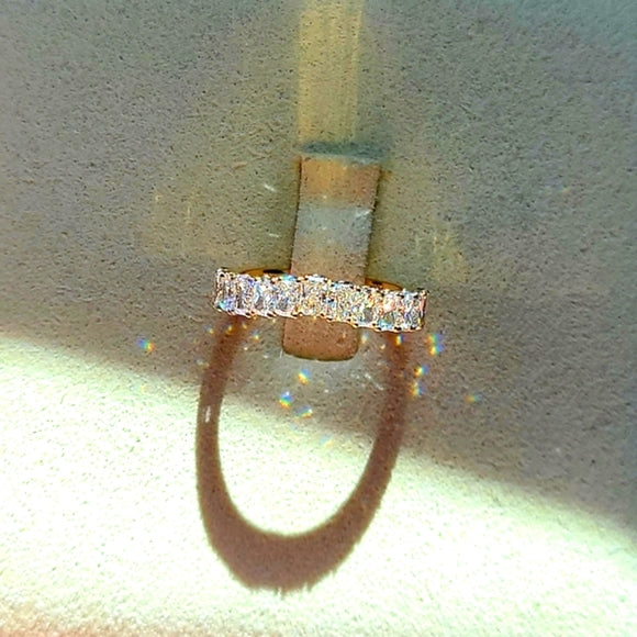 solid 14k gold 2x3mm lab radiant half band