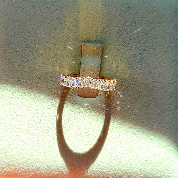 solid 14k gold 2x3mm lab radiant half band