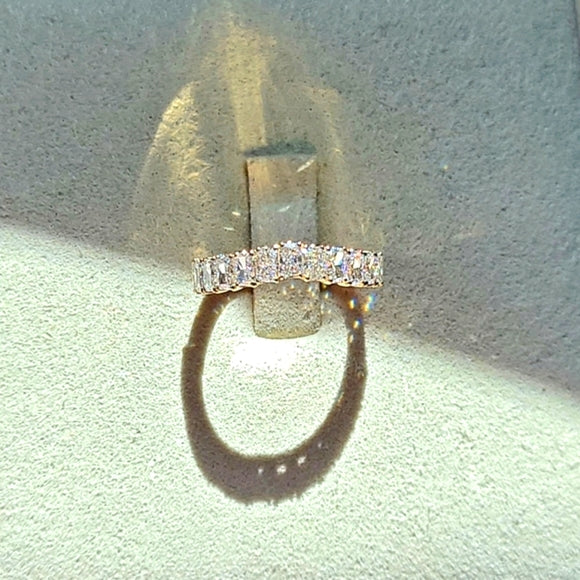 solid 14k gold 2x3mm lab radiant half band