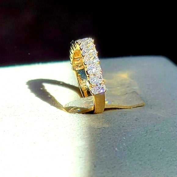 solid 14k gold 2x3mm lab radiant half band