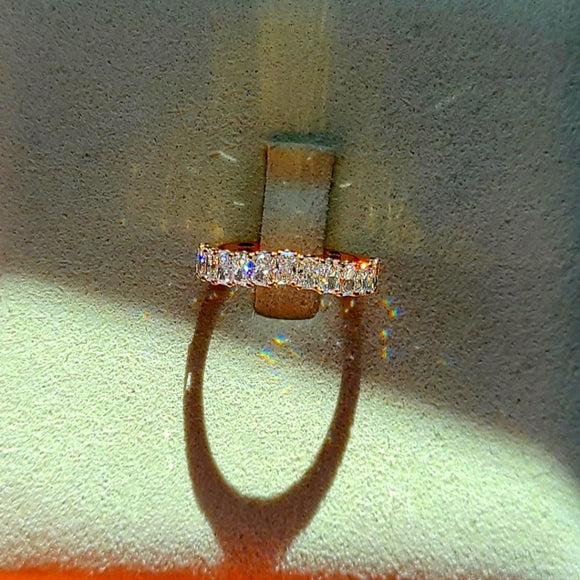 solid 14k gold 2x3mm lab radiant half band