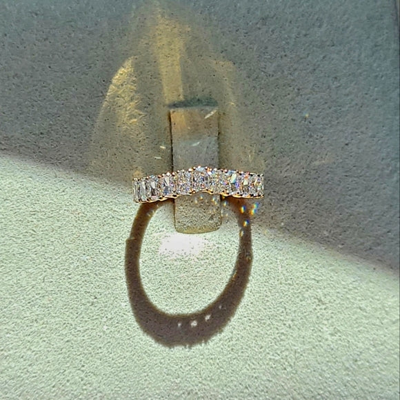 solid 14k gold 2x3mm lab radiant half band