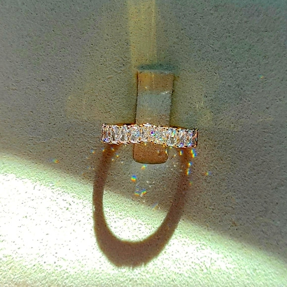 solid 14k gold 2x3mm lab radiant half band