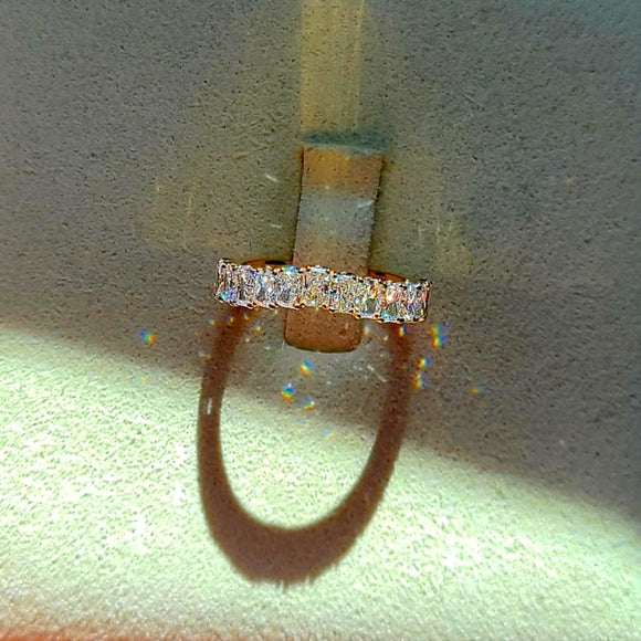 solid 14k gold 2x3mm lab radiant half band