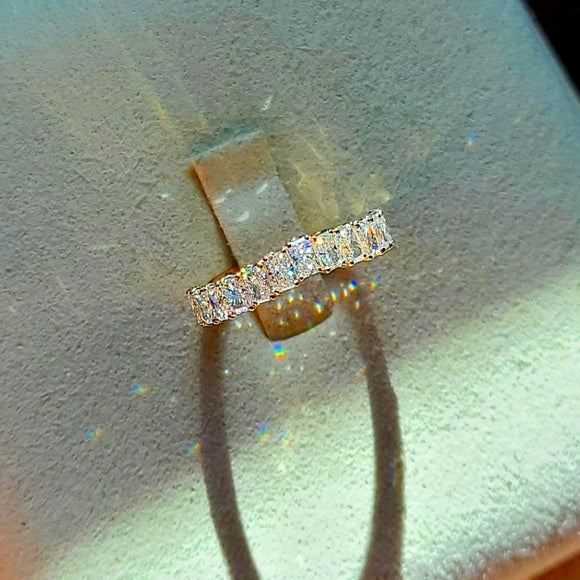 solid 14k gold 2x3mm lab radiant half band