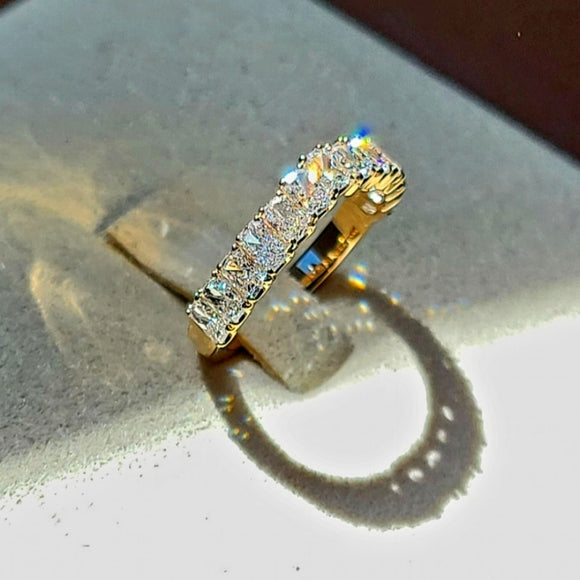 solid 14k gold 2x3mm lab radiant half band
