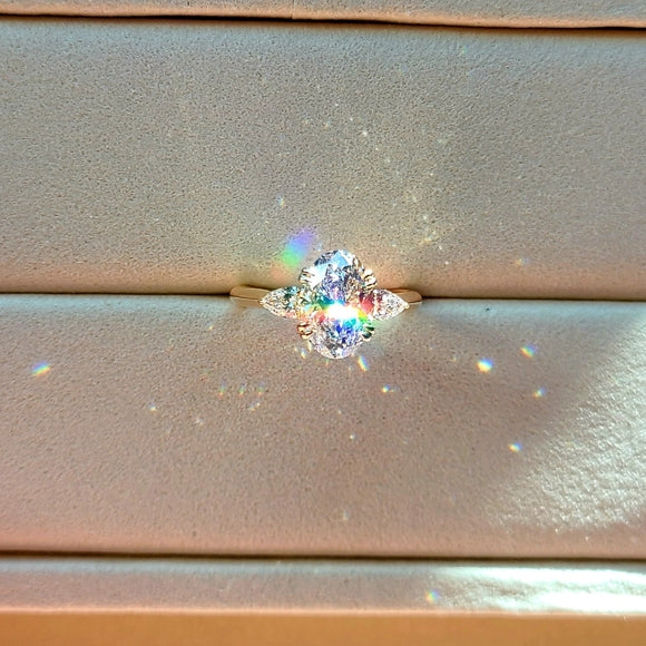 solid 14k gold 2ct f vs1 lab oval diamond ring with side lab diamond