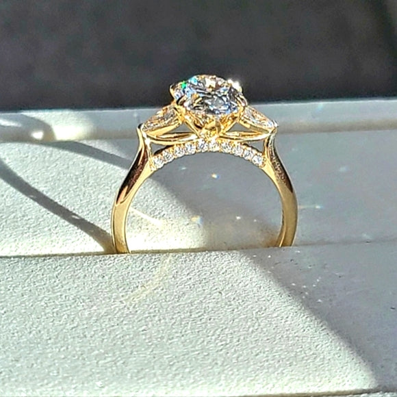 solid 14k gold 2ct f vs1 lab oval diamond ring with side lab diamond