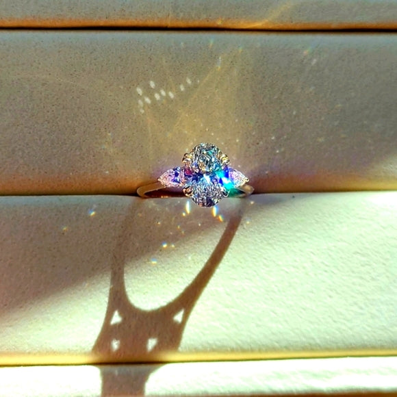 solid 14k gold 2ct f vs1 lab oval diamond ring with side lab diamond