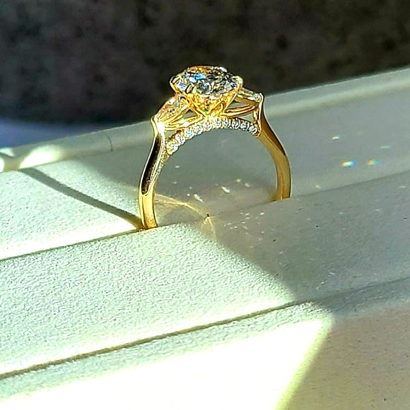 solid 14k gold 2ct f vs1 lab oval diamond ring with side lab diamond