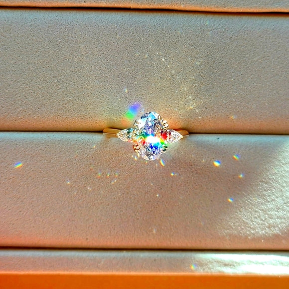 solid 14k gold 2ct f vs1 lab oval diamond ring with side lab diamond