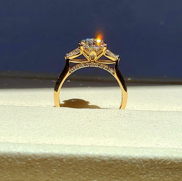 solid 14k gold 2ct f vs1 lab oval diamond ring with side lab diamond