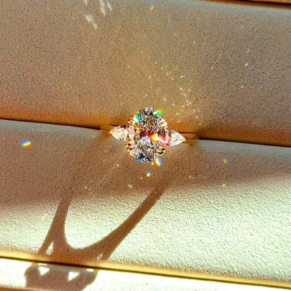 solid 14k gold 2ct f vs1 lab oval diamond ring with side lab diamond