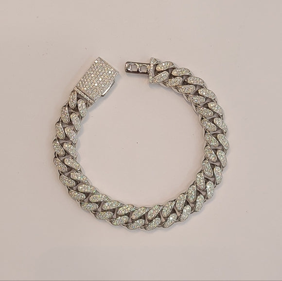 10mm moissanite oval shaped link cuban bracelet