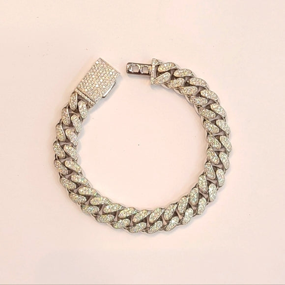 10mm moissanite oval shaped link cuban bracelet