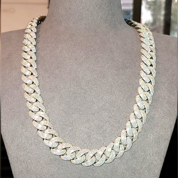 15mm 4 -row moissanite miami cuban chain