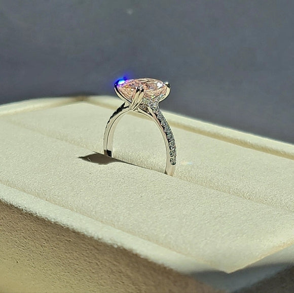 solid 14k gold 3ct pink vs1 lab cushion diamond ring with side lab diamond
