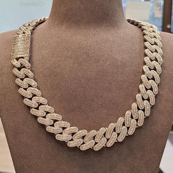 18mm round/baguette moissanite miami cuban chain