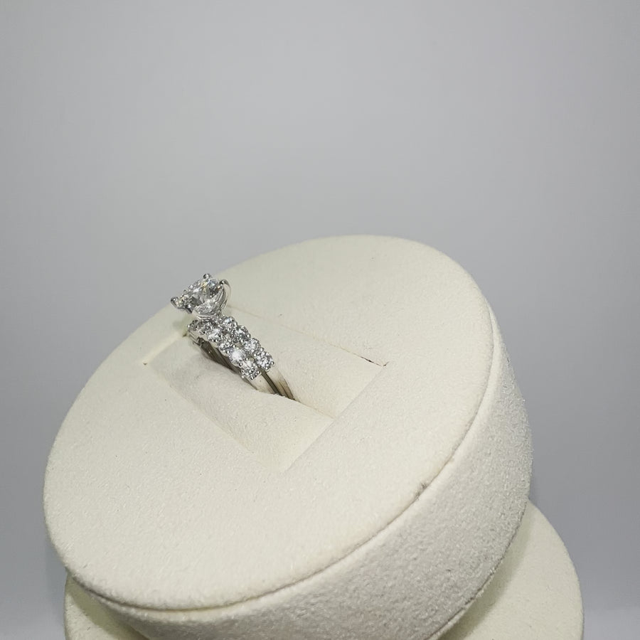 Solid 14k Gold 1.78ct (E VVS2) Center 2.38TCW Lab Round Diamond Ring with Side Lab Diamond and Matching Band