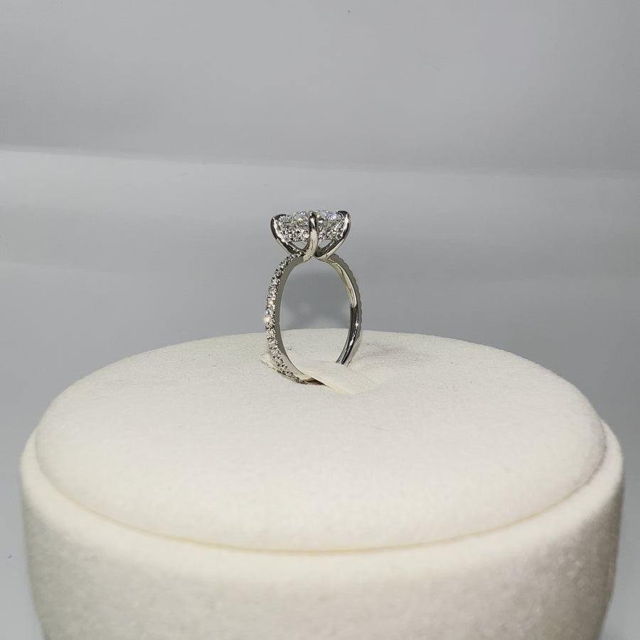 Platinum 3.08ct (E VVS2) Lab Round Diamond Ring with Side and Hidden Halo Lab Diamond