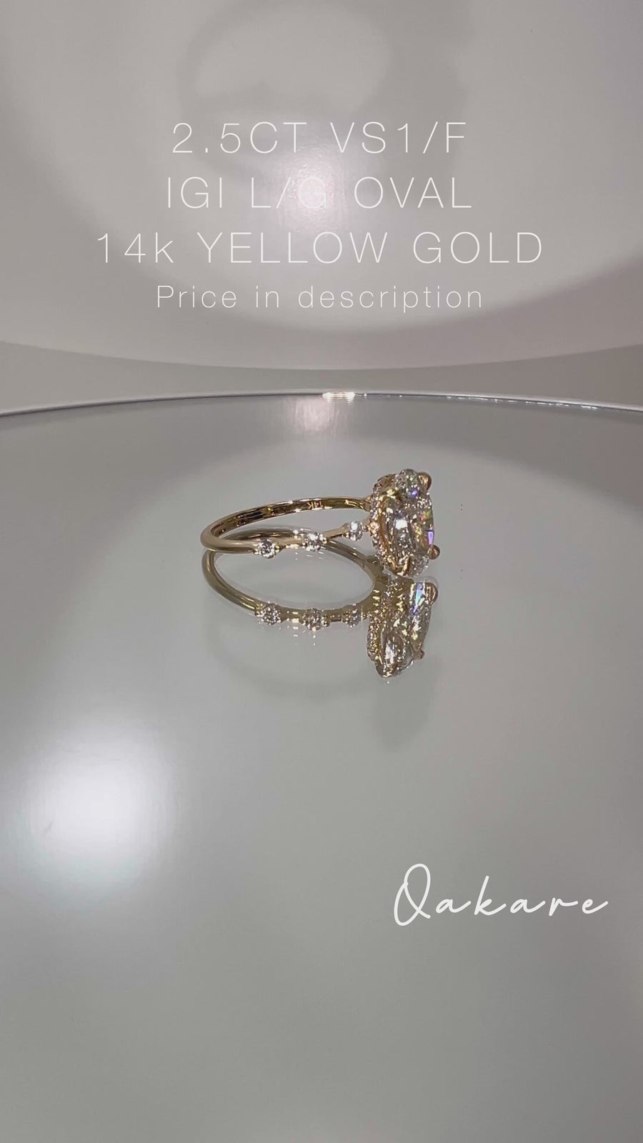 Solid 14k gold 2.5ct F VS1 lab oval diamond ring and matching band