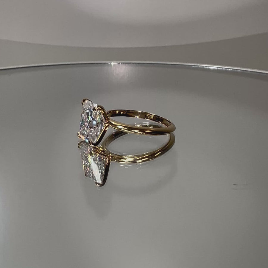 Solid 18k Gold 4ct Radiant Moissanite Ring