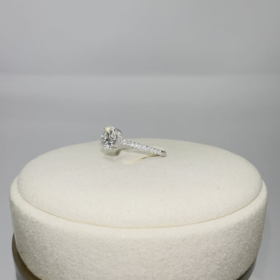Solid 14k Gold 1.5ct (E VS2) Lab Round Diamond Ring with Side and Hidden Halo Lab Diamond