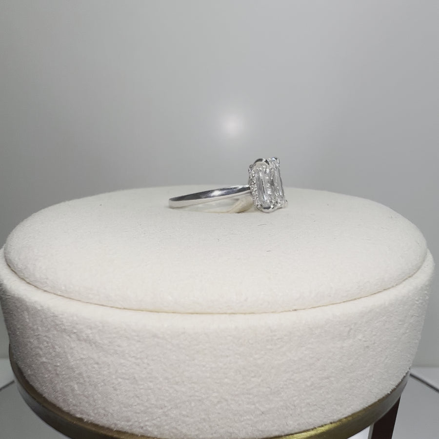 Solid 14k Gold 2ct F VS1 Lab Emerald Cut Diamond Ring with Hidden Halo Lab Diamond