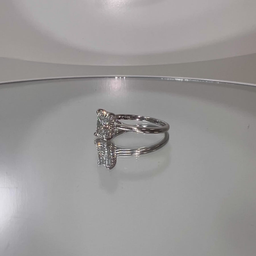 Solid 14k Gold 1.2ct E VS1 Lab Radiant Diamond Ring with Hidden Halo Lab Diamond