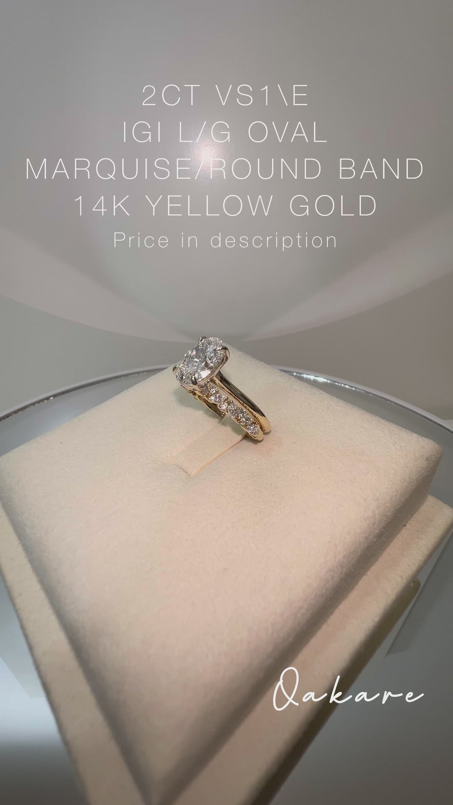 Solid 14k White and Yellow Gold 2ct E VS1 Lab Oval Diamond Ring and matching band