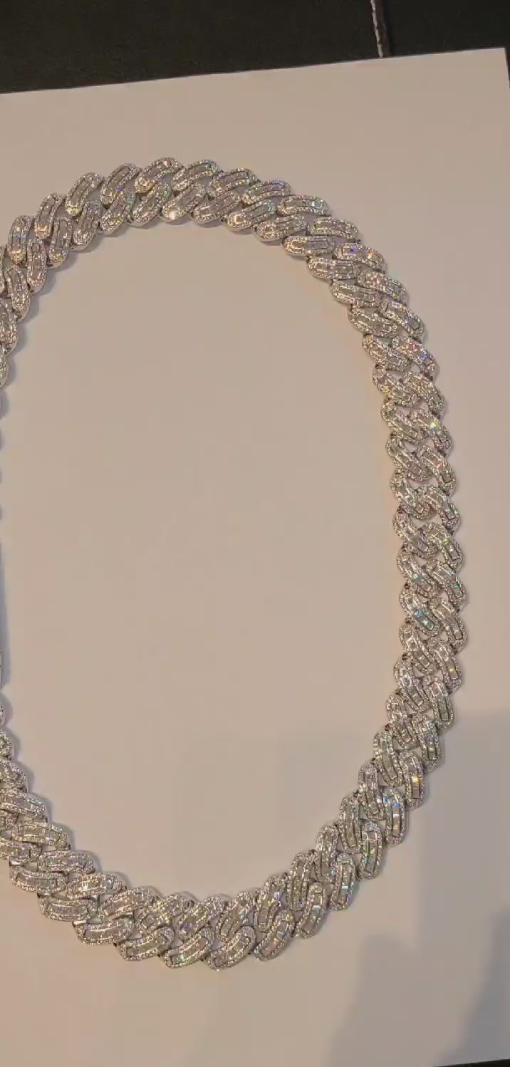 18mm round/baguette moissanite miami cuban chain
