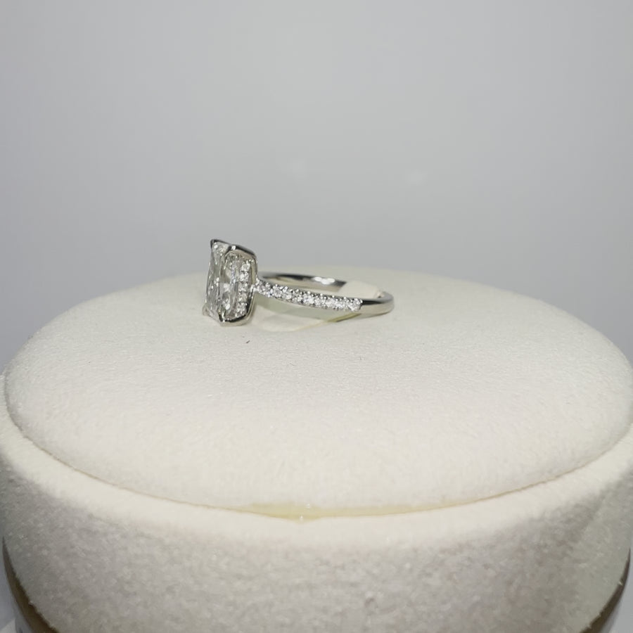 Platinum 2ct F VS1 Lab Radiant Diamond Ring with Side and Hidden Halo Lab Diamond