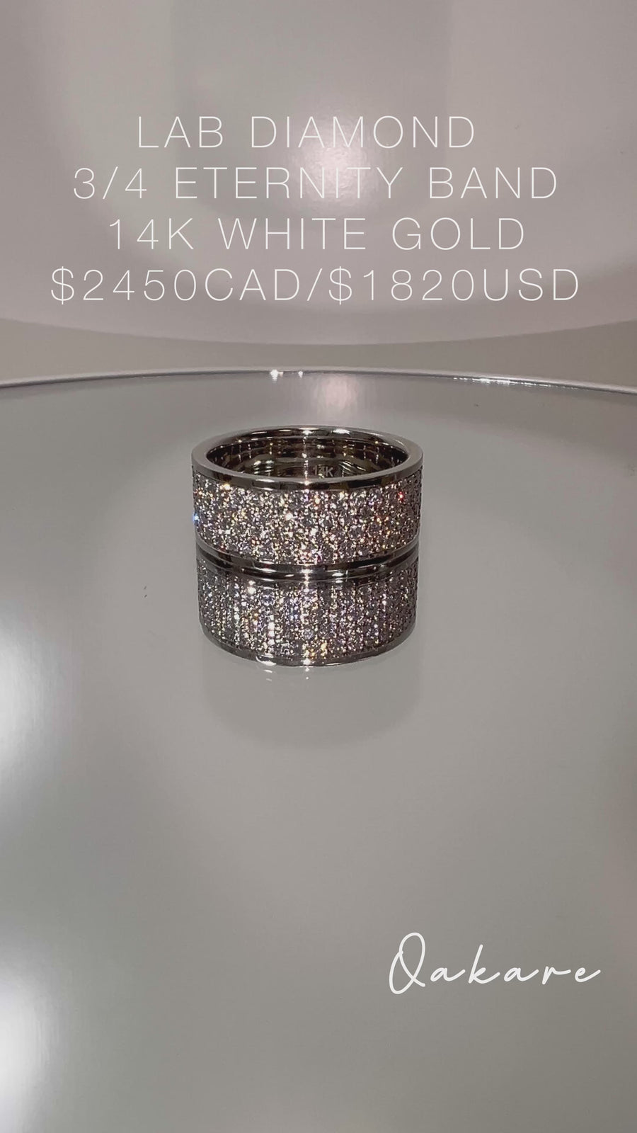 Solid 14k Gold Lab Diamond 3/4 Band