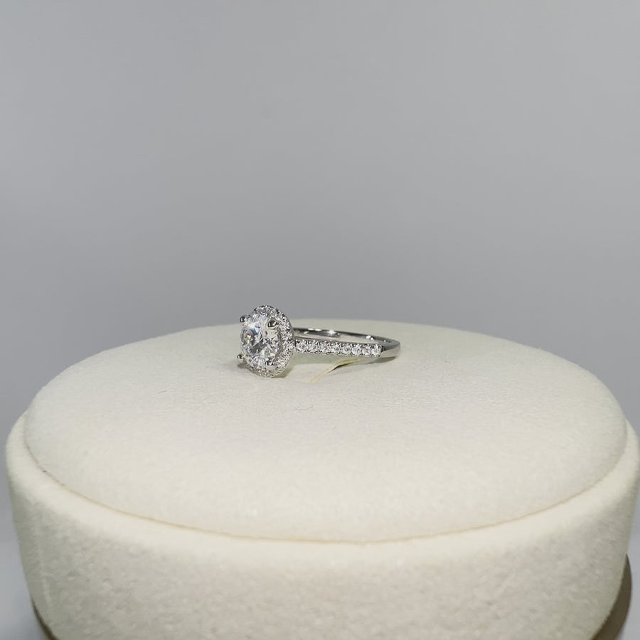 Solid 14k Gold 1ct Moissanite Ring with Side & Halo Stones