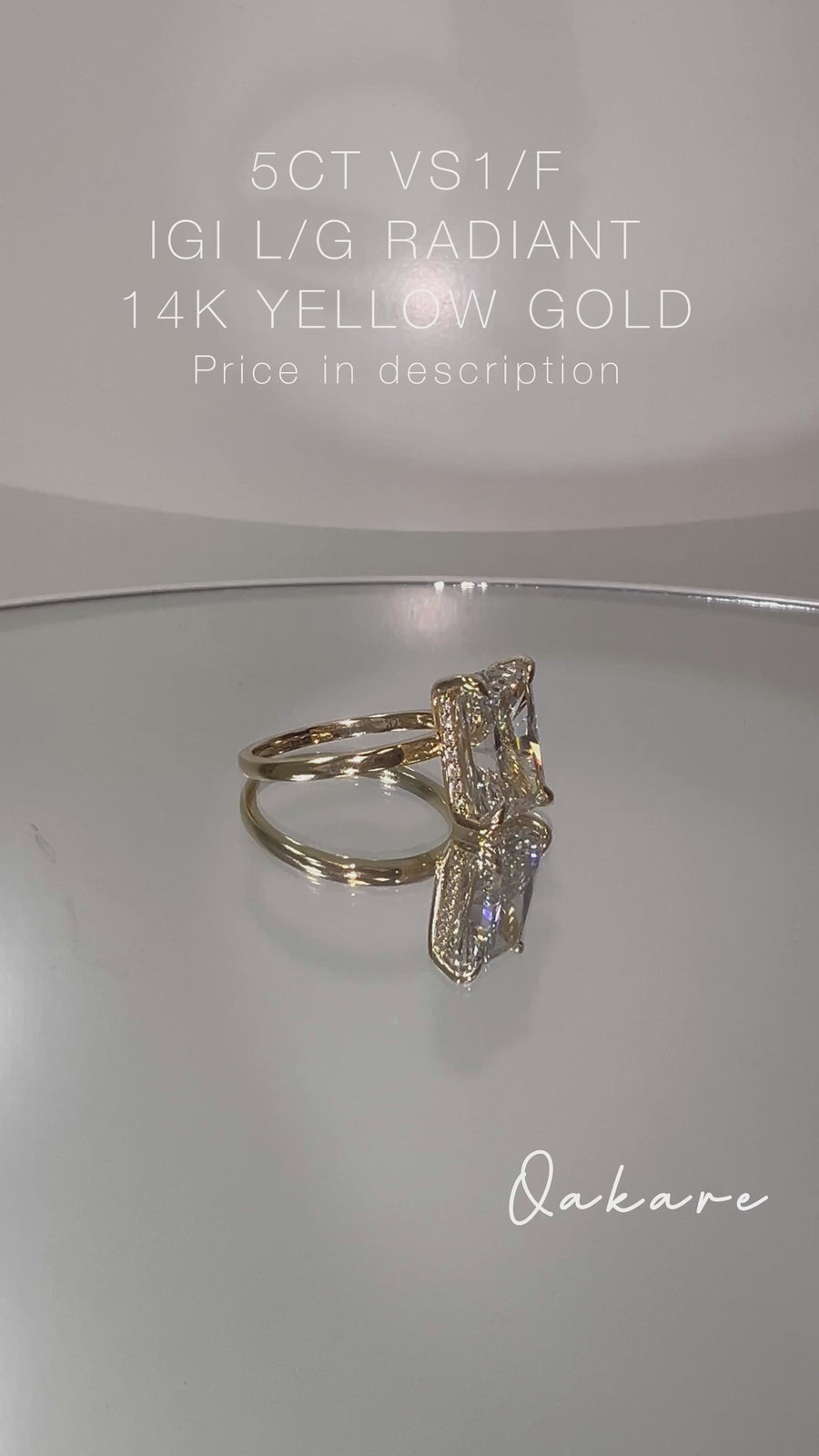 Solid 14k Gold 5ct F VS1 Lab Radiant Diamond Ying with Hidden Halo Lab Diamond