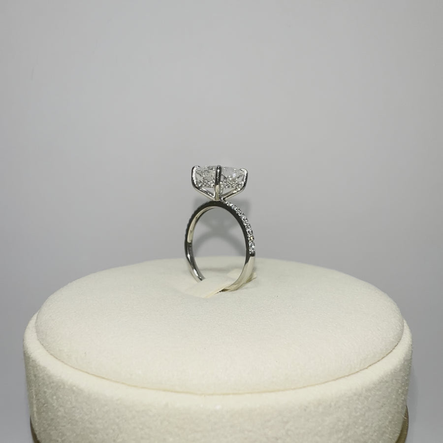 Platinum 2.52ct (F VVS2) Lab Radiant Diamond Ring with Side and Hidden Halo Lab Diamond